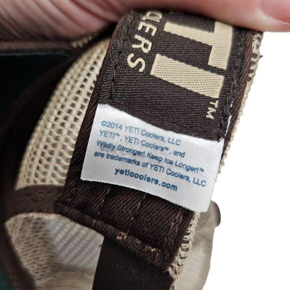 Yeti Coolers Brown & Tan Trucker Hat Adjustable Snapback Mesh Back Cotton Blend - Picture 4 of 9